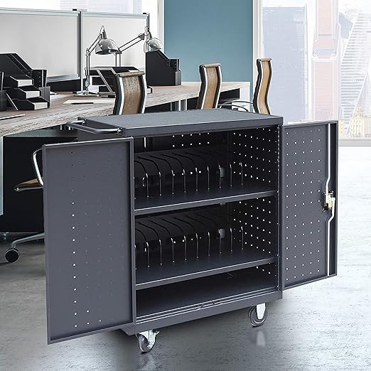 Fuerza 24 Device Mobile Charging and Storage Cart for iPads, Chromebooks and Laptop Computers, Up to 15 " Screen Size - SchoolOutlet