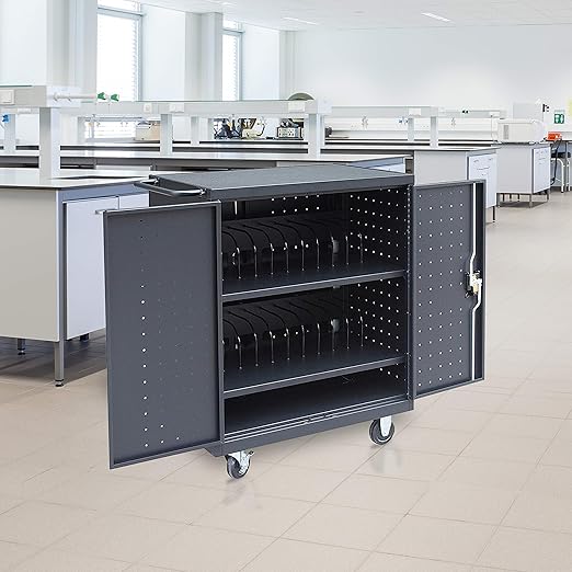 Fuerza 24 Device Mobile Charging and Storage Cart for iPads, Chromebooks and Laptop Computers, Up to 15 " Screen Size - SchoolOutlet