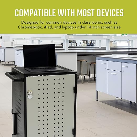 Fuerza 30 Device Laptop - Chromebook Charging Mobile Storage Station with Electric Key Card Lock, Charger Organization and Cable Management, Up to 14 " Screen Size - SchoolOutlet