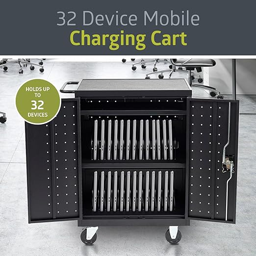 Fuerza 32 Device Mobile Charging and Storage Cart for iPads, Chromebooks and Laptop Computers, Up to 13 " Screen Size - SchoolOutlet
