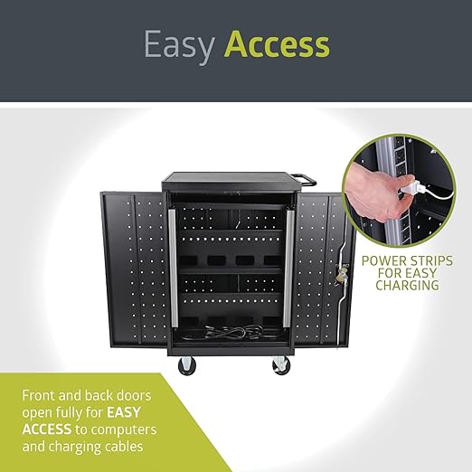 Fuerza 32 Device Mobile Charging and Storage Cart for iPads, Chromebooks and Laptop Computers, Up to 13 " Screen Size - SchoolOutlet