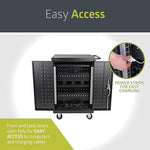 Fuerza 32 Device Mobile Charging and Storage Cart for iPads, Chromebooks and Laptop Computers, Up to 13 