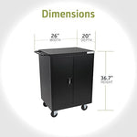 Fuerza 32 Device Mobile Charging and Storage Cart for iPads, Chromebooks and Laptop Computers, Up to 13 