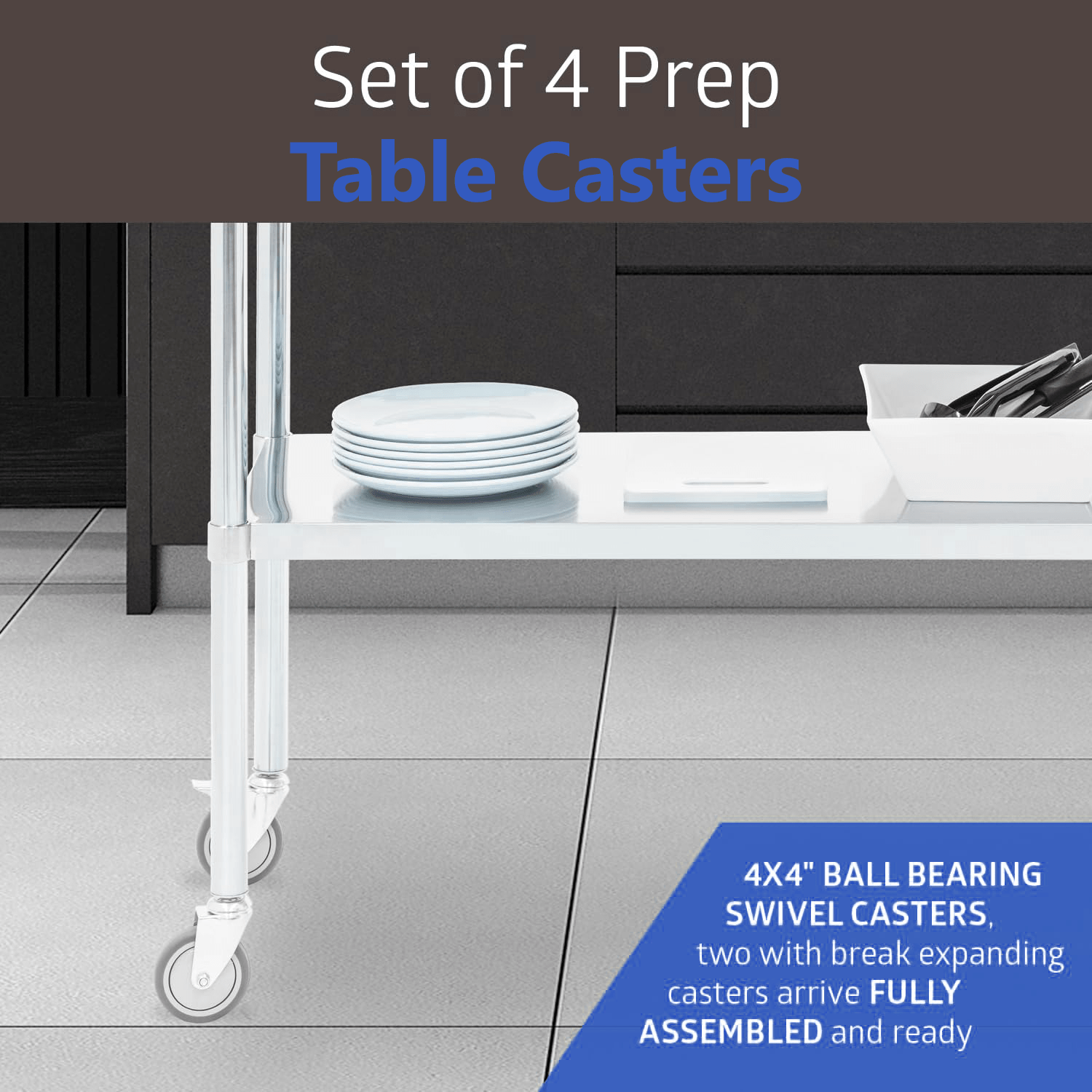 Fuerza 4" Work Table Casters with Locking Brakes (Set of 4) FZA - CT861 - SchoolOutlet