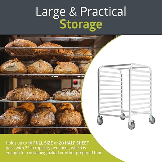Fuerza 10 - Tier Bun Pan Rack, Commercial Pan Organizer and Mobile Sheet Pan Cart - SchoolOutlet