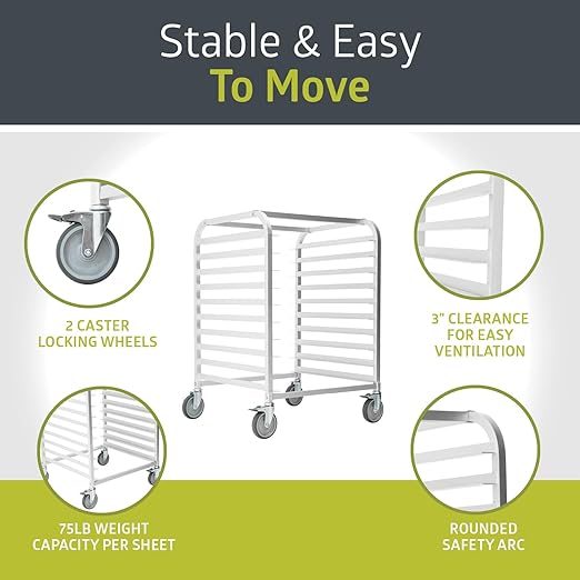 Fuerza 10 - Tier Bun Pan Rack, Commercial Pan Organizer and Mobile Sheet Pan Cart - SchoolOutlet