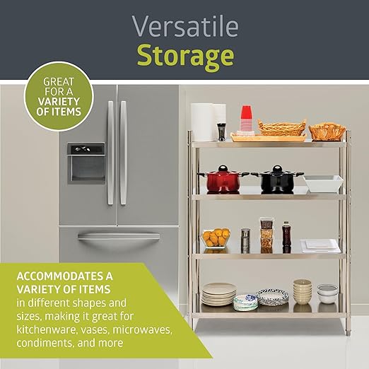 Fuerza NSF - Certified 4 - Tier Commercial Grade Stainless Steel Storage Shelf - SchoolOutlet