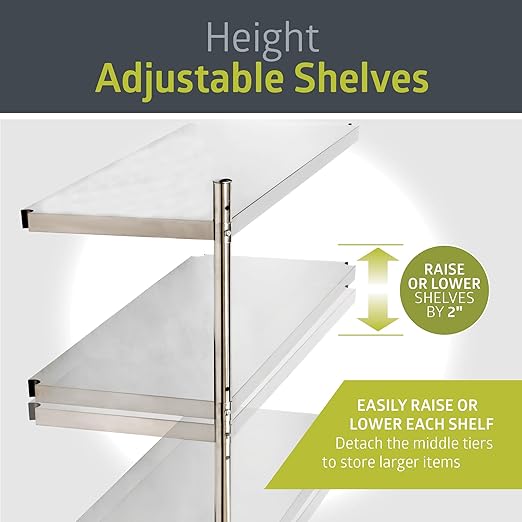 Fuerza NSF - Certified 4 - Tier Commercial Grade Stainless Steel Storage Shelf - SchoolOutlet