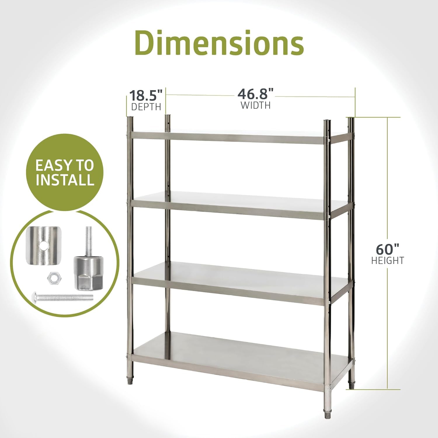 Fuerza NSF - Certified 4 - Tier Commercial Grade Stainless Steel Storage Shelf - SchoolOutlet
