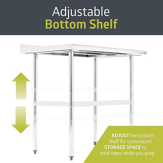 Fuerza NSF Certified Stainless Steel Kitchen Prep and Work Table 48" x 24" - SchoolOutlet
