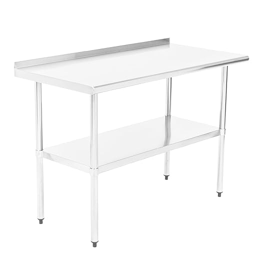 Fuerza NSF Certified Stainless Steel Kitchen Prep and Work Table 48" x 24" - SchoolOutlet