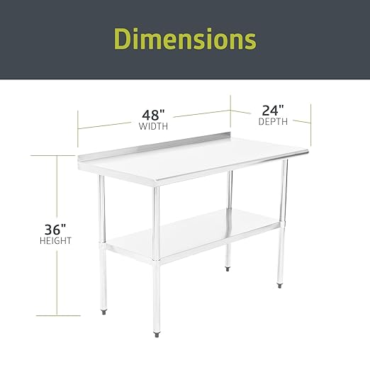 Fuerza NSF Certified Stainless Steel Kitchen Prep and Work Table 48" x 24" - SchoolOutlet