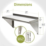 Fuerza NSF - Certified Stainless Steel Wall Mount Storage Shelf with 1