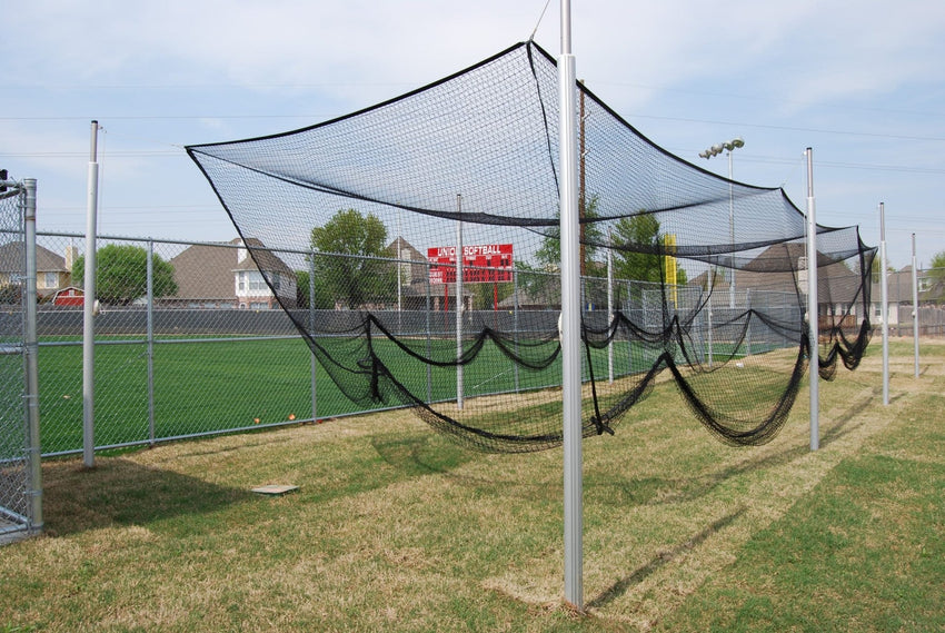 Gared Outdoor Aluminum Batting Cage System, 12'W x 10'H x 55'L, 3.5" O.D. 8 Posts (GPS - 4085 - 55) - SchoolOutlet