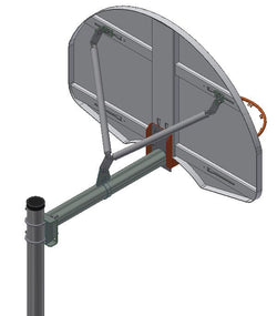 Gared Performance Sports Systems Standard Duty Rear-Mount Adjustable Straight Basketball Post 4-1/2" O.D. with 4 Ft Extension Arm and V-Brace (GPS-AAB45R)