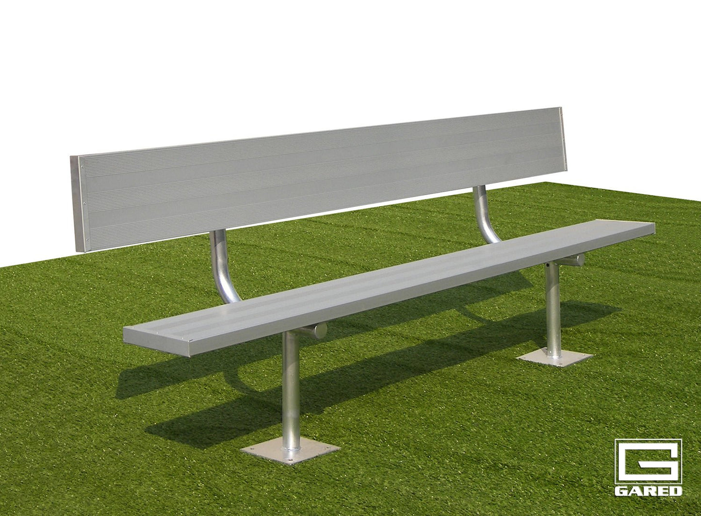 Gared Spectator Surface Mount Bench with Back, 7' 6" Aluminum with Steel Frame (GSP - BE08SMWB) - SchoolOutlet