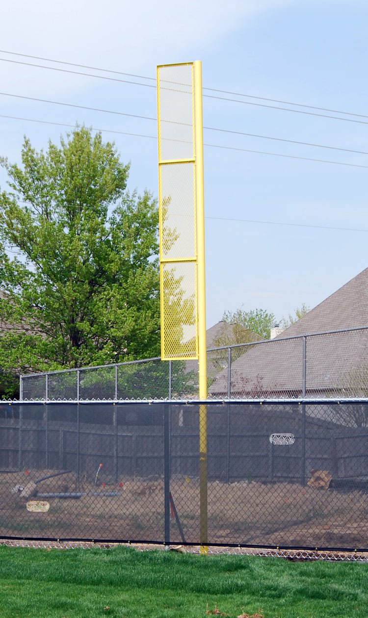 Gared 30' Inground Foul Pole, Yellow Steel with Extended Mesh Wing Panel (GPS - BSPOLE - 30P) - SchoolOutlet
