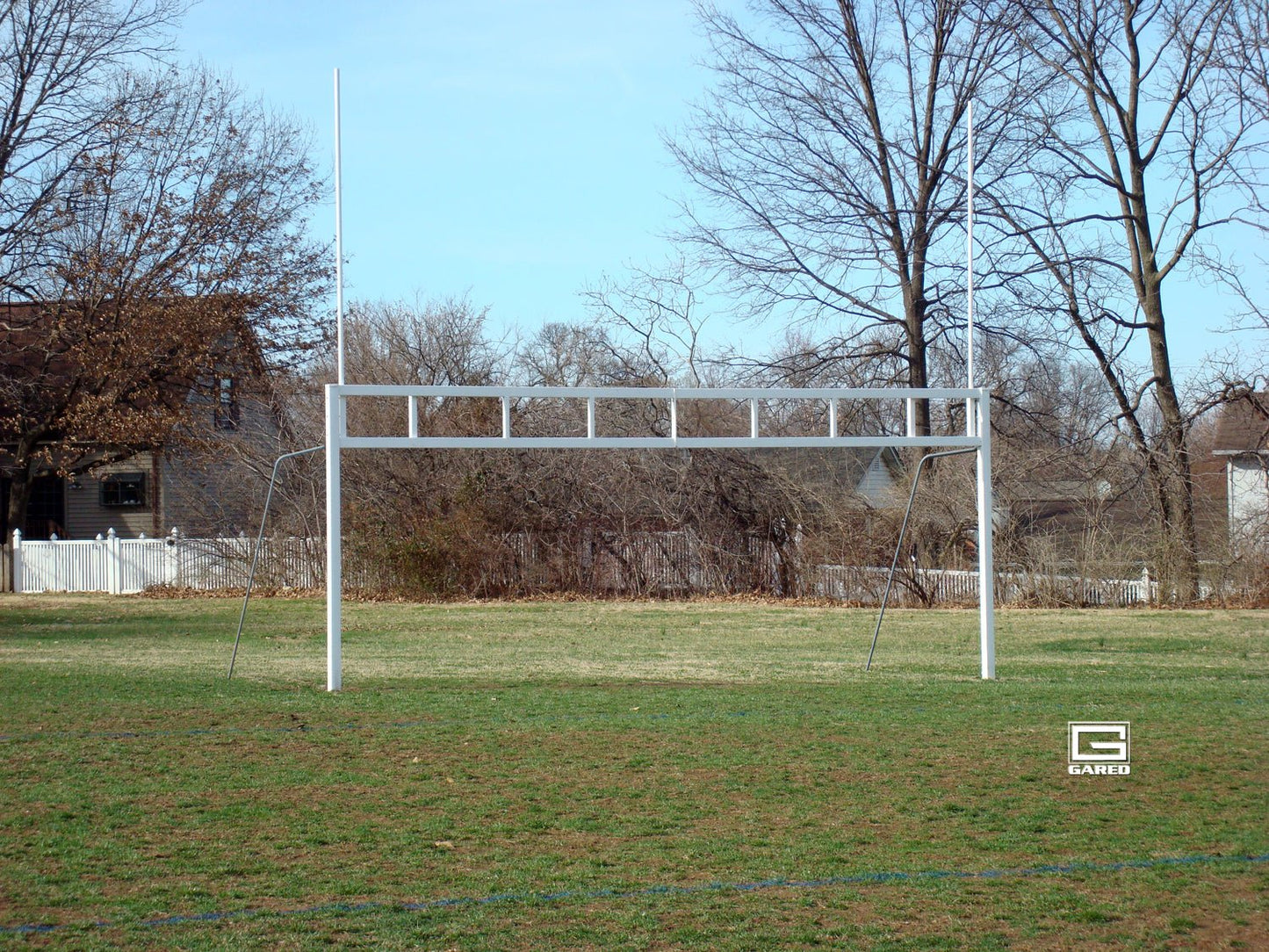 Gared Combination Soccer & Football Goalpost, 8' x 24' with 10' Uprights, White Steel (GPS - FGP200) - SchoolOutlet