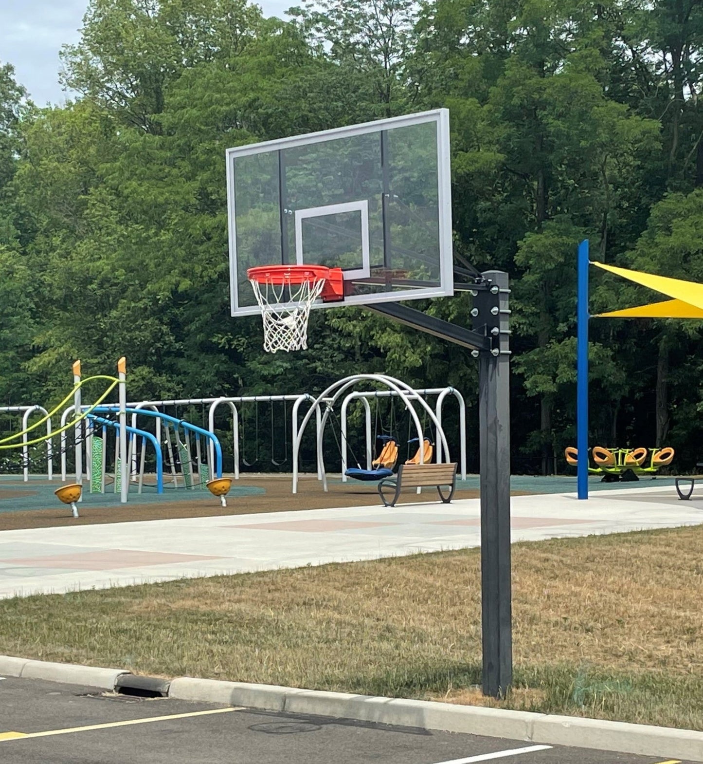 Gared Sports Endurance Steel Playground Basketball System 42'' x 72'' marked Acrylic backboard 5 ft safe play area and Fixed Double Rim (GPS - GP105A72) - SchoolOutlet