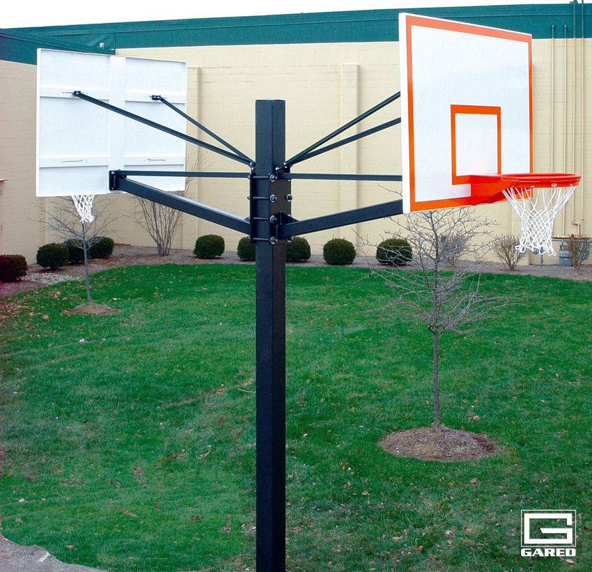 Gared Performance Sports Systems Endurance Dual Steel Playground Basketball System 6" Square Post with Dual Backboards and Fixed Double Rims (GPS - GP205S60) - SchoolOutlet