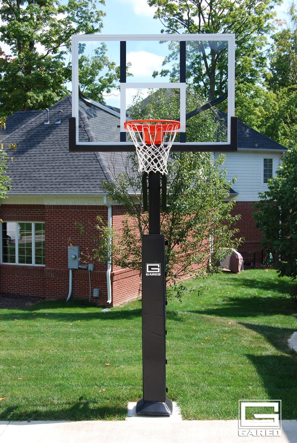 Gared Performance Sports Systems Collegiate Jam Adjustable Basketball Hoop 5" Post with Acrylic Backboard and Breakaway Rim (GPS - GP8A60DM) - SchoolOutlet