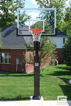 Gared Performance Sports Systems Collegiate Jam Adjustable Basketball Hoop 5" Post with Glass Backboard and Breakaway Rim (GPS-GP8G60DM)