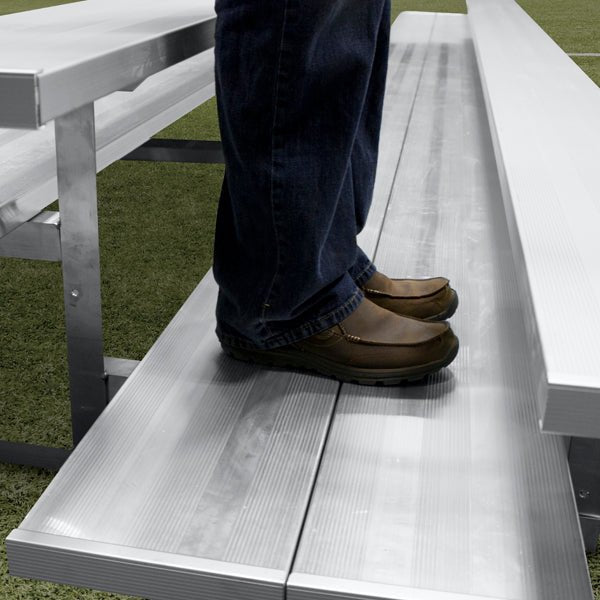 Gared Spectator Stationary Bleacher, 5 - Row, 15' Aluminum with Double Foot Plank & Guardrail Seating for 50 Fans (GSP - GSNB0515DF) - SchoolOutlet