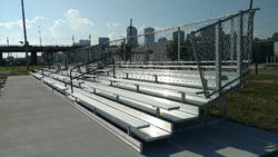 Gared Spectator Stationary Bleacher with Aisle, 5-Row, 21' Aluminum with Double Foot Plank & Guardrail Seating for 58 Fans (GSP-GSNB0521WA)