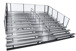 Gared Spectator Stationary Bleacher with Aisle, 10-Row, 15' Aluminum with Double Foot Plank & Guardrail Seating for 76 Fans (GSP-GSNB1015WA)