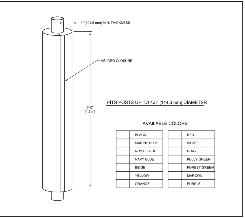 Gared Football Goalpost Pad, 6' High, 4" Thick Foam, Fits Up to 4 - 1/2" O.D. Posts (GPS - GSPPAD3) - SchoolOutlet