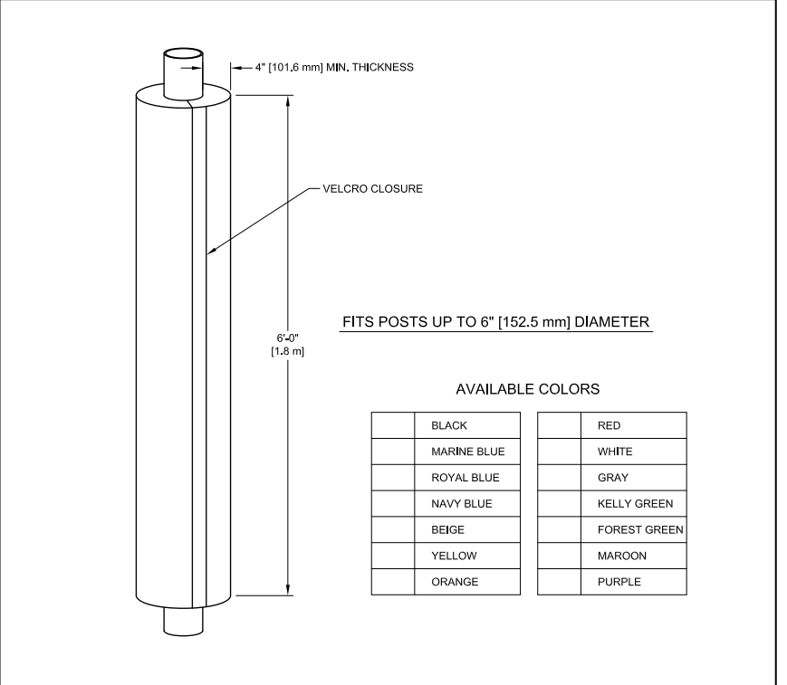 Gared Football Goalpost Pad, 6' High, 4" Thick Foam, Fits Up to 6" O.D. Posts (GPS - GSPPAD4) - SchoolOutlet