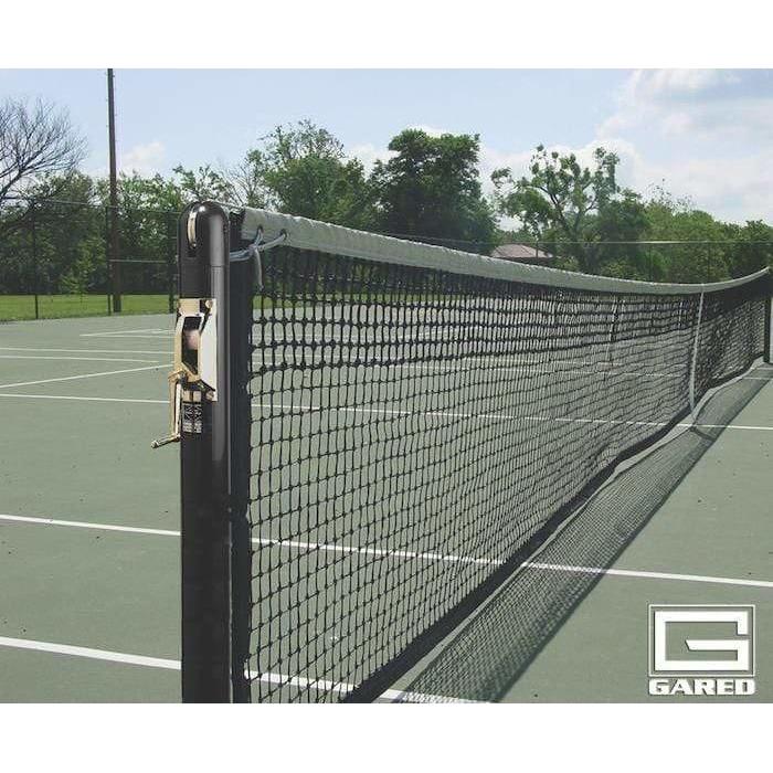 Gared 3" Round Competition Tennis Posts, Black Powder - Coated Steel with Brass Winder (GPS - GSTNPERDB) - SchoolOutlet