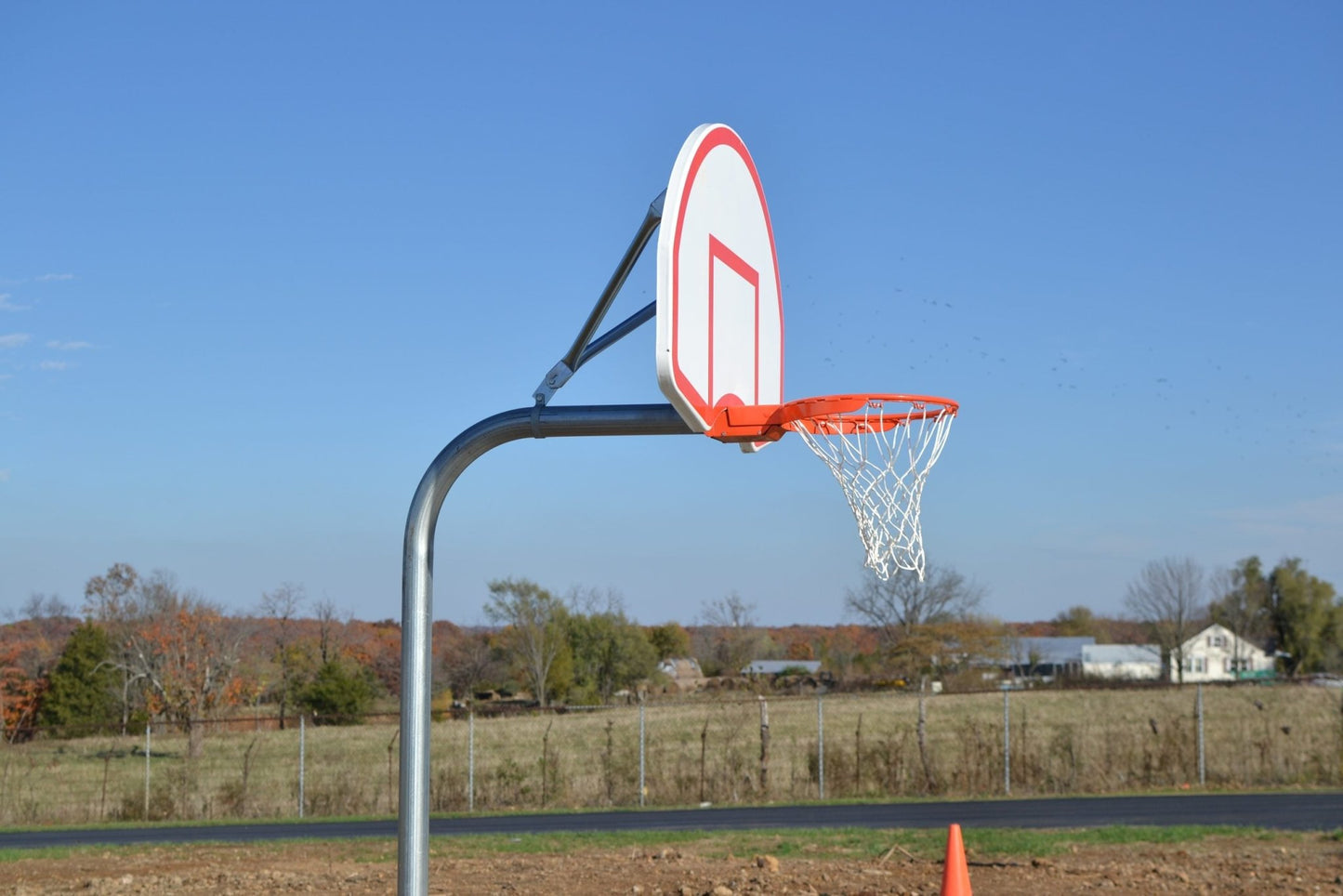 Gared Performance Sports Systems Economy Gooseneck Basketball System 3.5" O.D. with Steel Backboard and Fixed Rim (GPS - PK3540) - SchoolOutlet