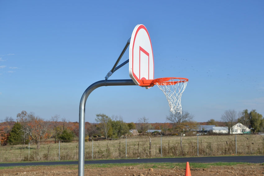 Gared Performance Sports Systems Economy Gooseneck Basketball System 3.5" O.D. with Steel Backboard and Fixed Rim (GPS - PK3540) - SchoolOutlet