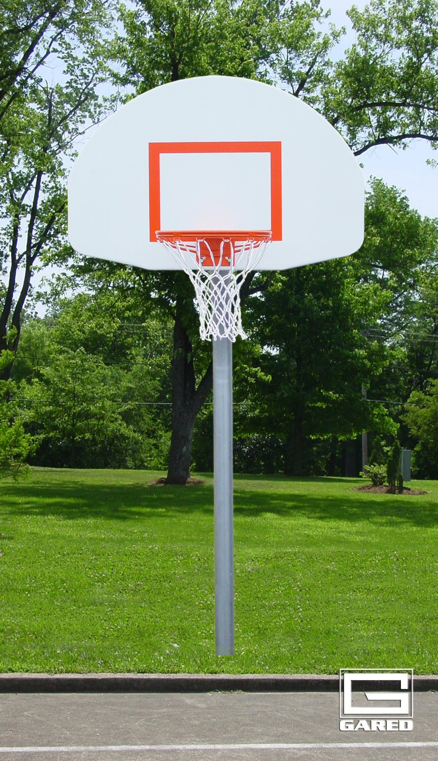 Gared Performance Sports Systems Standard Duty Adjustable Straight Basketball System 4 - 1/2" O.D. with Aluminum Backboard and Double Rim (GPS - PK4541) - SchoolOutlet