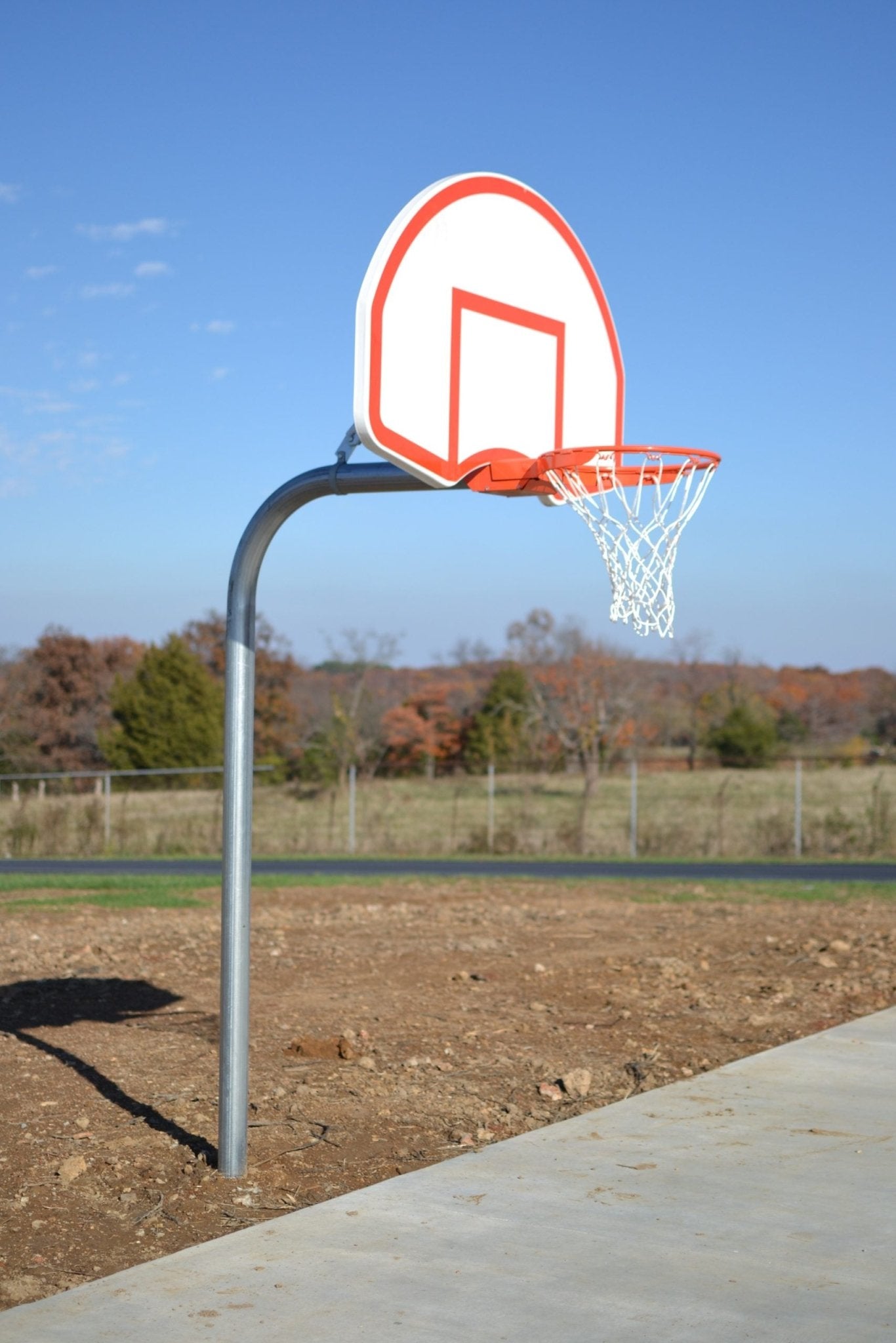 Gared Performance Sports Systems Standard Duty Rear - Mount Gooseneck Basketball System 4 - 1/2" O.D. with Steel Backboard and Double Rim (GPS - PK4570) - SchoolOutlet