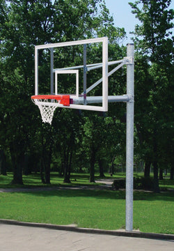 Gared Performance Sports Systems Heavy Duty Adjustable Straight Basketball System 5-9/16" O.D. with Glass Backboard and Double Breakaway Rim (GPS-PK6091)