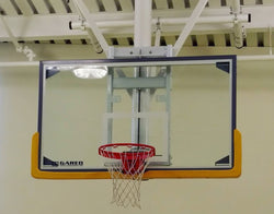Gared Performance Sports Systems Collegiate Gymnasium Basketball Backboard Package with Glass Board, Breakaway Rim, and Padding (GPS-PKLXP20PM)