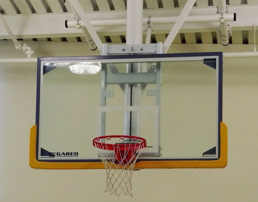 Gared Performance Sports Systems Collegiate Gymnasium Basketball Backboard Package with Glass Board, Breakaway Rim, and Padding (GPS - PKLXP20PM) - SchoolOutlet