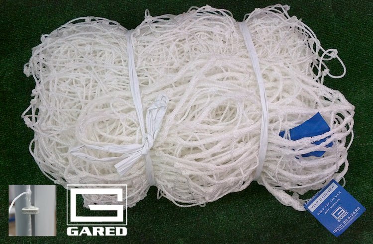 Gared Touchline Premium Soccer Net, 6' x 12' 3mm Polypropylene White (GPS - SN612 - 3W) - SchoolOutlet