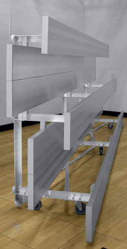 Gared Spectator Tip n’ Roll Low Rise Bleacher, 3-Row, 15' Aluminum with Double Foot Plank (GPS-TRB0315DFLR)