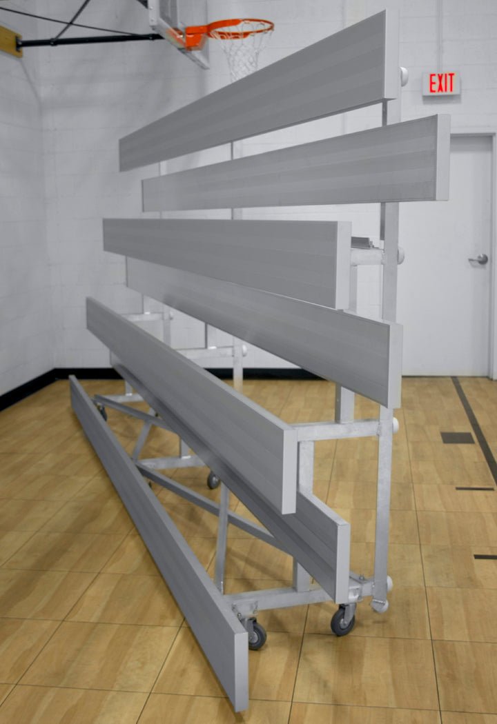 Gared Spectator Tip n’ Roll Low Rise Bleacher, 4 - Row, 7' 6" Aluminum Seating for 20 Fans (GPS - TRB0408LR) - SchoolOutlet