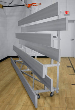 Gared Spectator Tip n’ Roll Low Rise Bleacher, 4-Row, 7' 6" Aluminum Seating for 20 Fans (GPS-TRB0408LR)