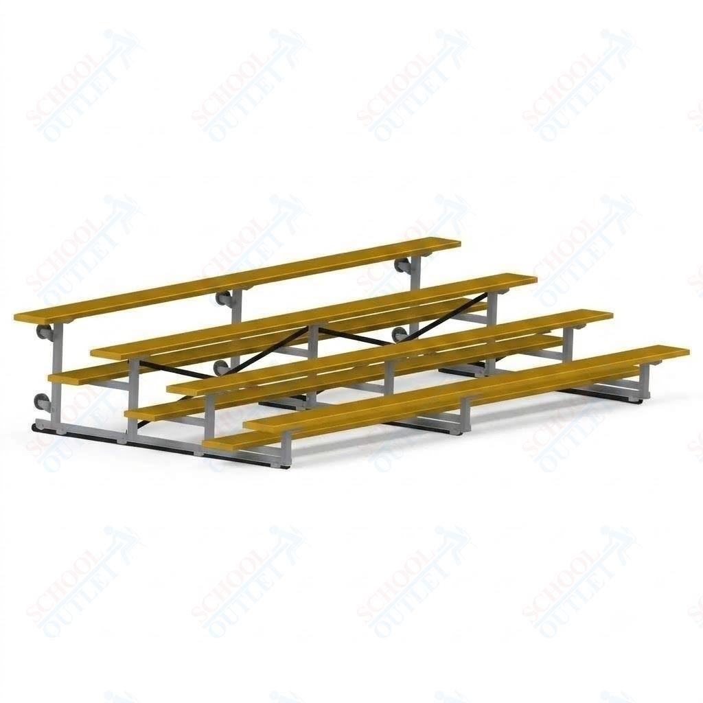 Jaypro Sports Bleacher - 4 Row - Tip & Roll, Single Foot Plank, Powder Coated - 15' L (BLCH-4TRGPC)