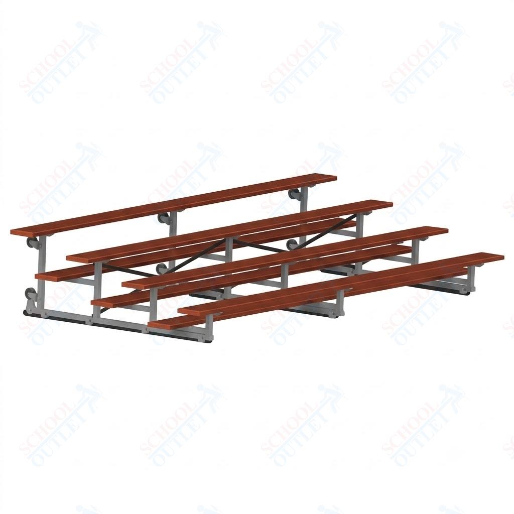 Jaypro Sports Bleacher - 4 Row - Tip & Roll, Single Foot Plank, Powder Coated - 15' L (BLCH-4TRGPC)