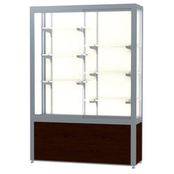 Ghent Challenger Display Case, Plaque Fabric Back, Satin Natural Aluminum Frame Finish, 66"H x 48"W x 16"D