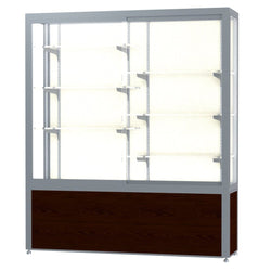 Ghent Challenger Display Case, Plaque Fabric Back, Satin Natural Aluminum Frame Finish, 66"H x 60"W x 16"D