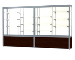 Ghent Challenger Display Case, Plaque Fabric Back, Satin Natural Aluminum Frame Finish, 66"H x 120"W x 16"D