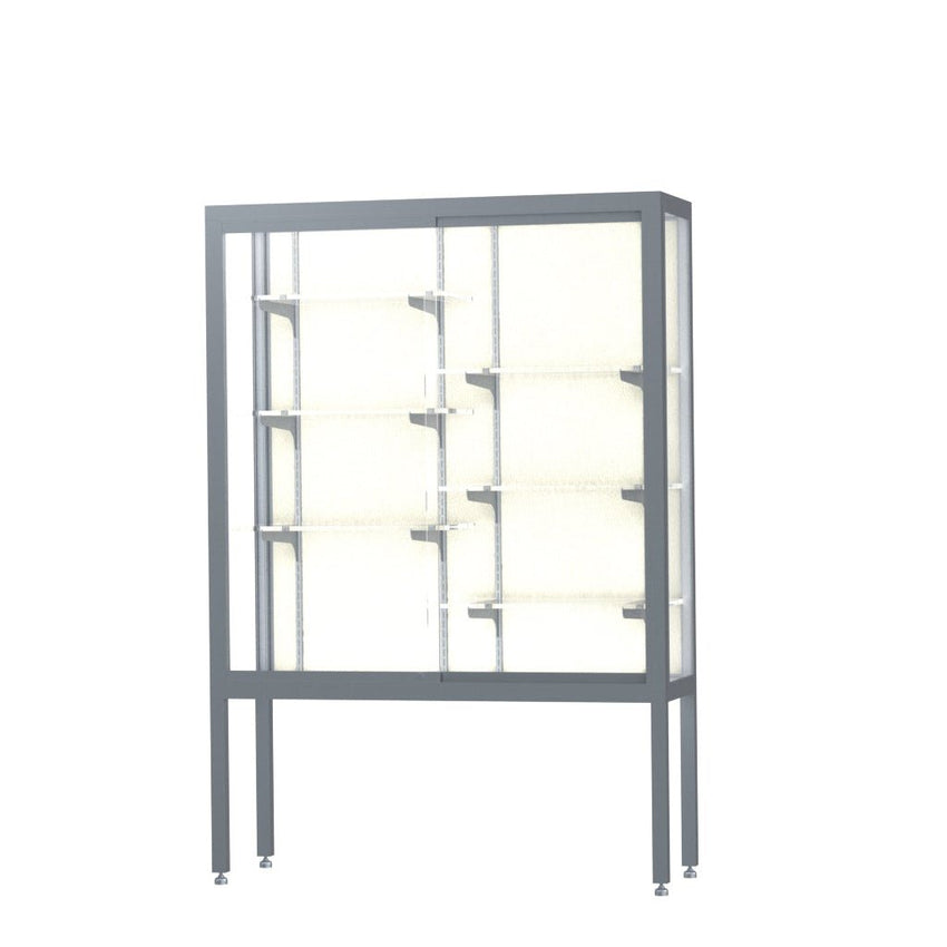 Ghent Challenger Display Case, Open Base, Aluminum Frame, 66"H x 48"W x 16"D (GHE - 11404 - XX) - SchoolOutlet
