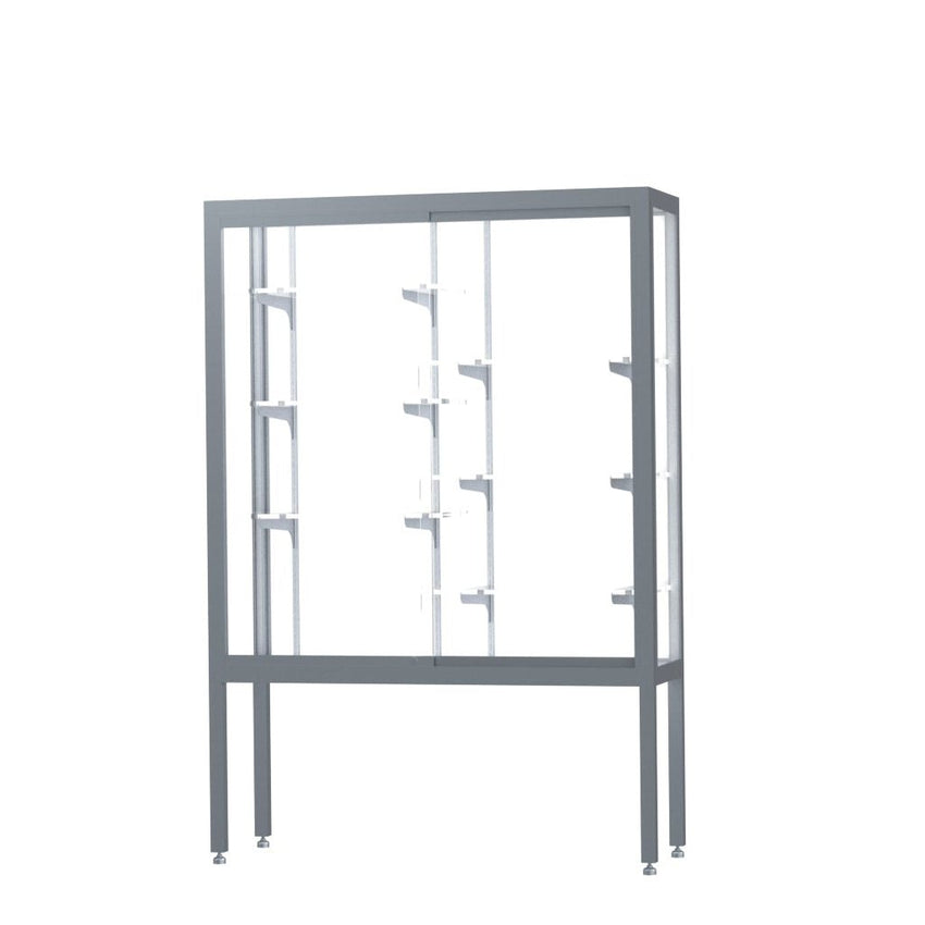 Ghent Challenger Display Case, Open Base, Aluminum Frame, 66"H x 48"W x 16"D (GHE - 11404 - XX) - SchoolOutlet